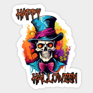 Spooky Skeleton Happy Halloween Sticker